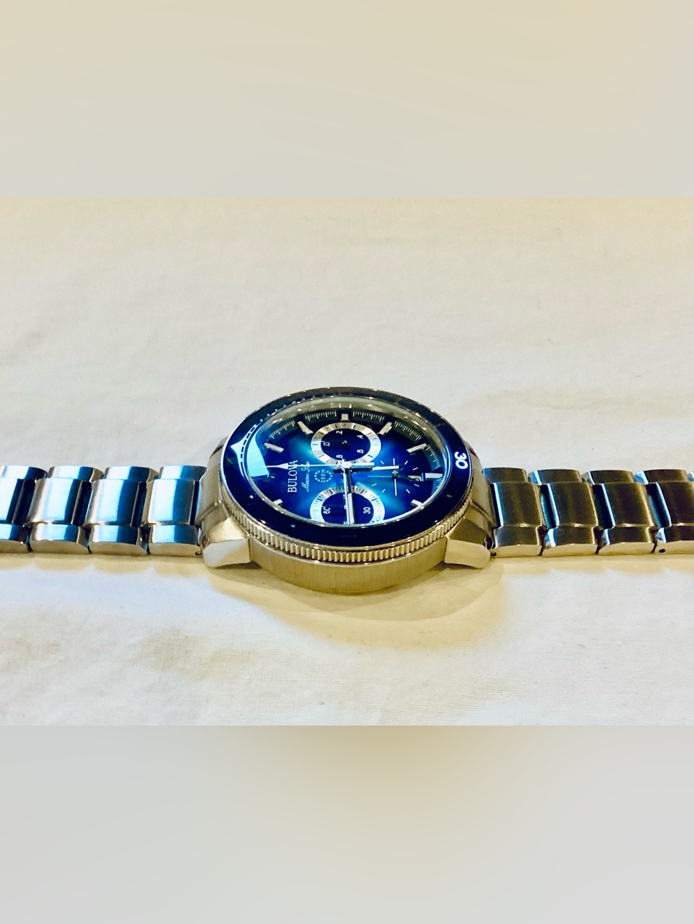 Bulova Marine Star 96B380 Chronograph Blue Dial Men's Watch 45mm FULL-KIT - Picture 10 of 16